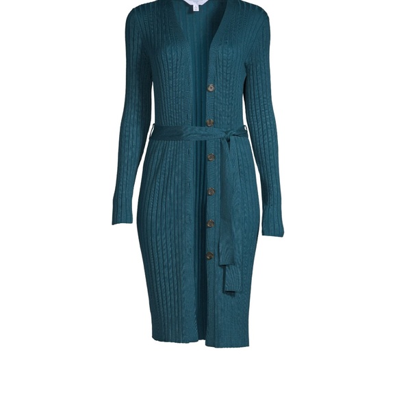 NWT TIME & TRU Long Sleeve Sweater Cardigan in Gem Slate LG - Picture 2 of 8